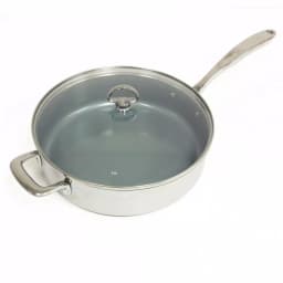 Chantal Induction 21 Steel 11.5 in. Stainless Steel Ceramic Nonstick Skillet with Glass Lid, Brushed Stainless Steel thumbnail 3
