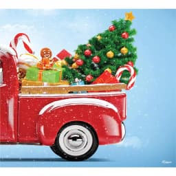 My Door Decor 7 ft. x 8 ft. Red Truck Christmas Garage Door Mural Banner thumbnail 4