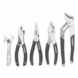 Husky 5-Piece Pliers and Wrench Set, Includes Diagonal, Long Nose, Slip Joint, Groove Joint, and Adjustable Wrench thumbnail 1