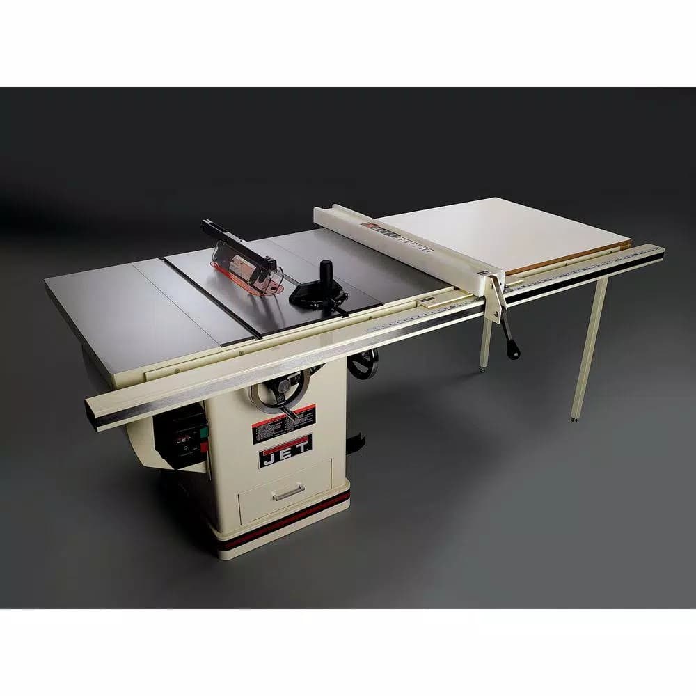 JET 10 in. Deluxe XACTA Table Saw, 3 HP, 50 in. Fence, Cast Iron Wings, 230V