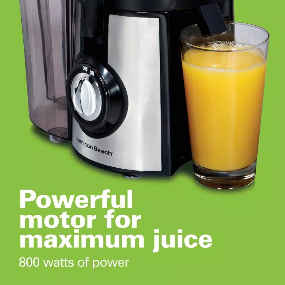 Hamilton Beach Big Mouth Pro 800W Centrifugal Juicer, 1 Qt, Black and Stainless Steel