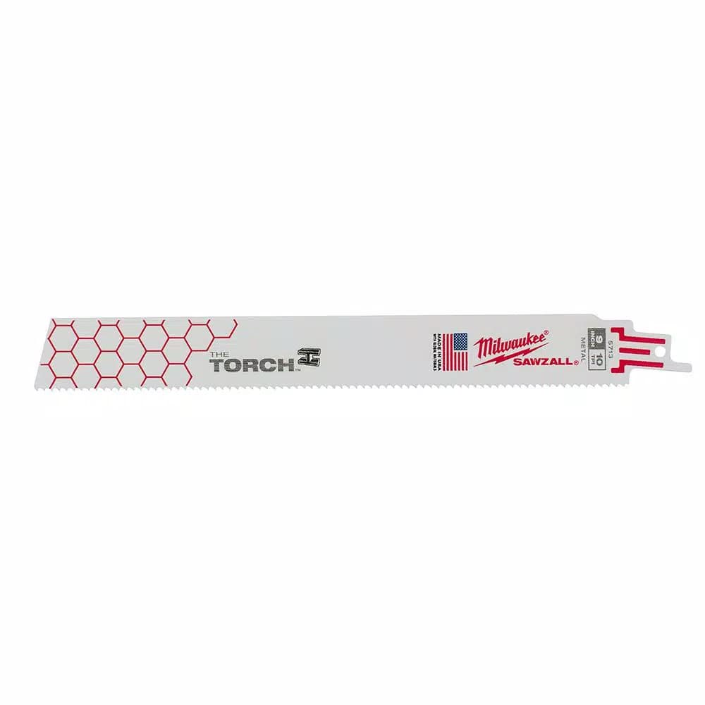 Milwaukee TORCH 9 in. 10 TPI Metal Cutting Reciprocating Saw Blades, Tough Neck & Grid Iron Design (5-Pack)