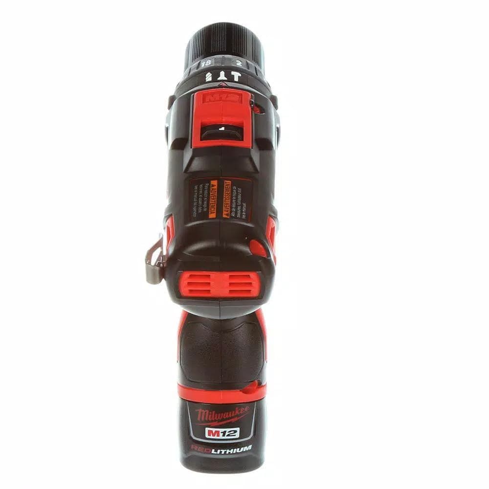 Milwaukee M12 12V Lithium-Ion Cordless 3/8 in. Hammer Drill/Driver Kit with Two 1.5 Ah Batteries and Hard Case