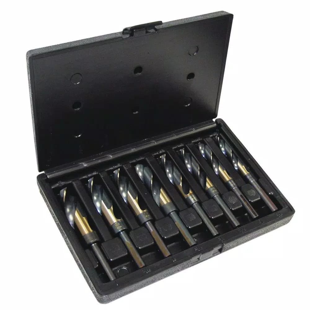 CLE-LINE 1877 High Speed Steel 8-Piece Reduced Shank Twist Drill Bit Set, 9/16 in. to 1 in.