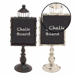LITTON LANE 21 in. Rustic Wooden Chalkboard Set with White and Black Iron Stands (2-Pack) thumbnail 3