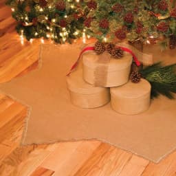 VHC Brands 48 in. Burlap Natural Tan Farmhouse Christmas Tree Skirt with 8-Point Star Design thumbnail 5
