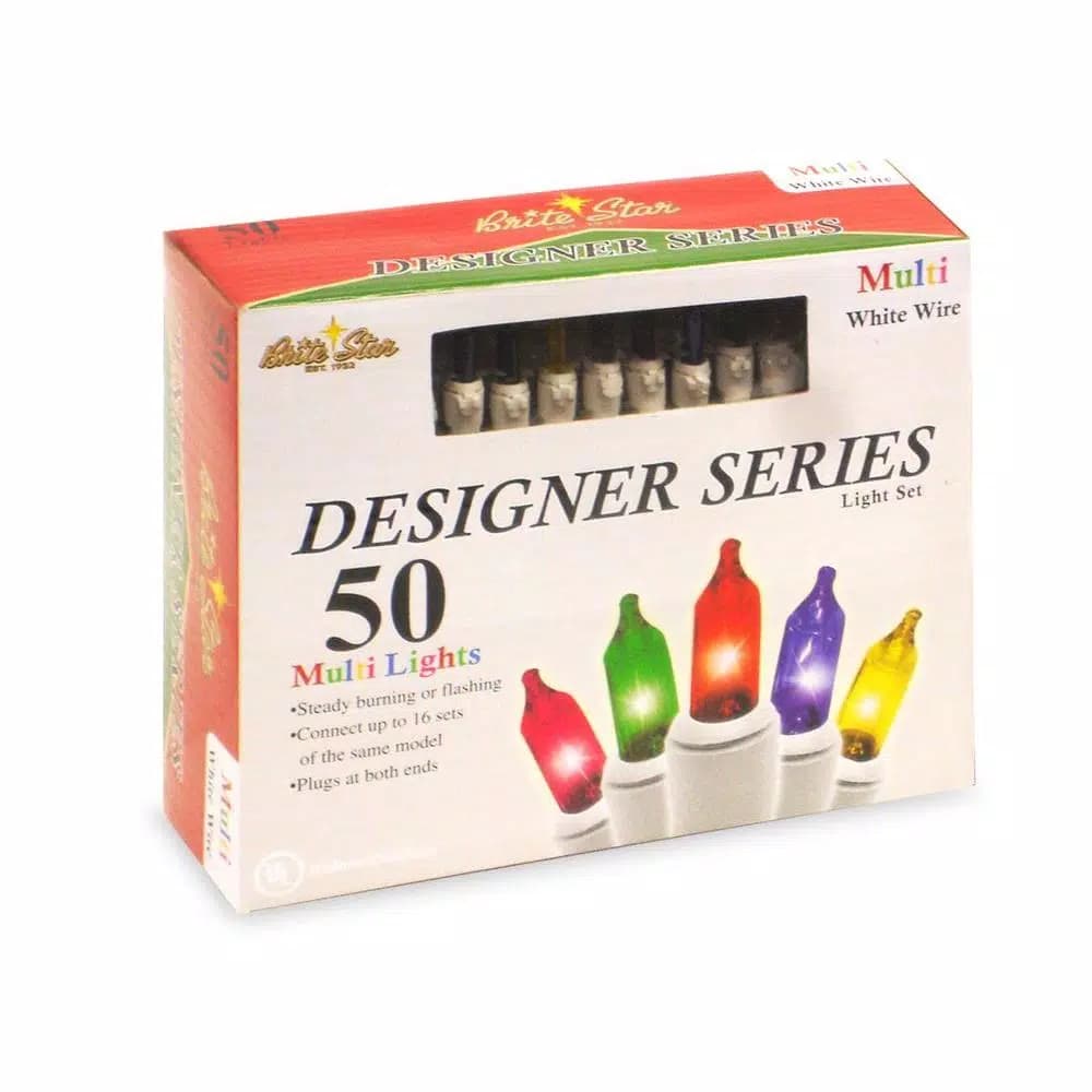 Brite Star Designer Series 50-Light Multi-Color Mini Light Set with White Wire (Set of 2)