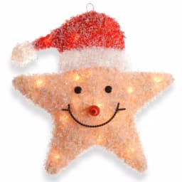National Tree Company 18 in. Pre-Lit Smiling Yellow Star with Santa Hat - LED Holiday Decoration thumbnail 1