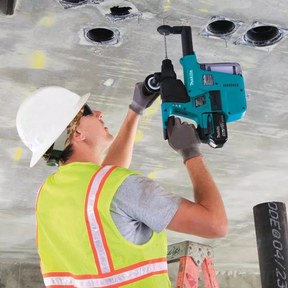 Makita 18V LXT Brushless SDS-Plus 1 in. Rotary Hammer Drill with HEPA Vacuum Attachment, (2) 5.0Ah Batteries & Charger