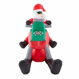 Unbranded 6 ft. Pre-Lit Inflatable Santa Driving Snowmobile Holiday Decoration thumbnail 3