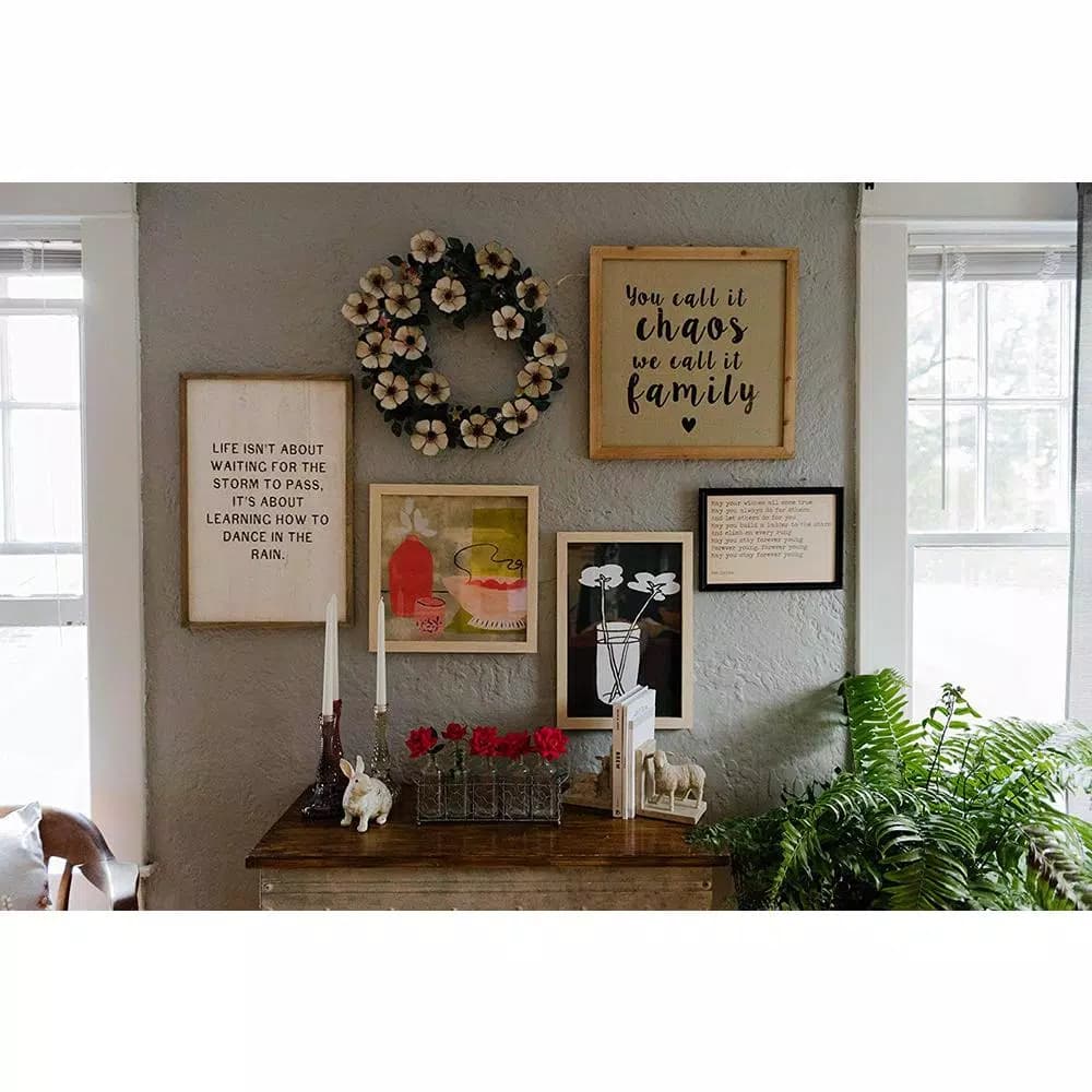 3R Studios Bungalow Lane 19 in. Hand Painted Tole Metal Flower Wreath, Multi-Colored