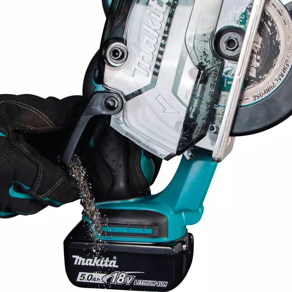 Makita 18V LXT Cordless 5-3/8 in. Metal Cutting Saw Kit with 2 5.0 Ah Batteries and Rapid Optimum Charger