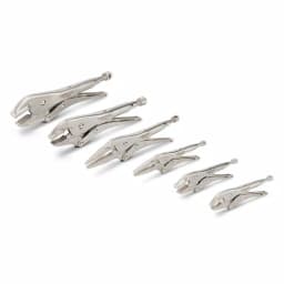 TEKTON 6-Piece Locking Pliers Set with Straight, Curved, and Long Nose Jaws thumbnail 1