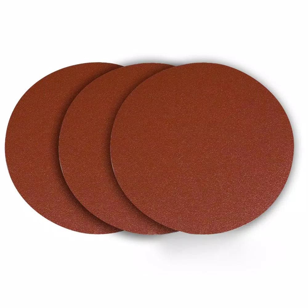 POWERTEC 12 in. 60 Grit Aluminum Oxide Sanding Discs, PSA Self-Stick (3-Pack)