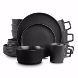 Stone Lain 16-Piece Modern Black Matte Stoneware Dinnerware Set for 4 thumbnail 1