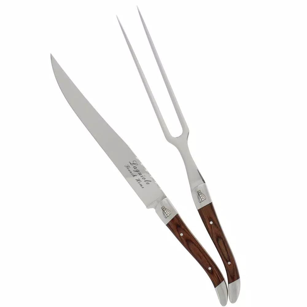 Unbranded Laguiole 2-Piece Pakkawood Carving Set with Stainless Steel Knife and Fork