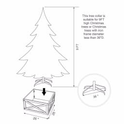 Unbranded 26 in. Washed White Wooden Tree Collar - Handcrafted Solid Wood Tree Box thumbnail 3