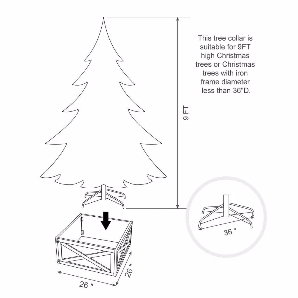 Unbranded 26 in. Washed White Wooden Tree Collar - Handcrafted Solid Wood Tree Box