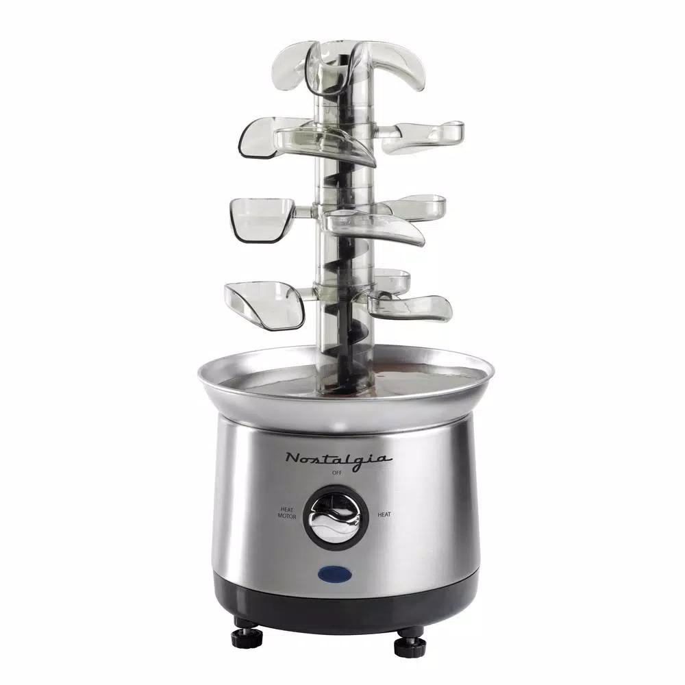 Nostalgia 3-Tier Stainless Steel Cascading Fondue Fountain with Auger-Style Flow