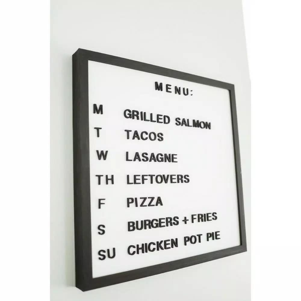 Petal Lane Home Letterlove Magnetic Memo Board with 150 Black Magnetic Letters and Ebony Frame