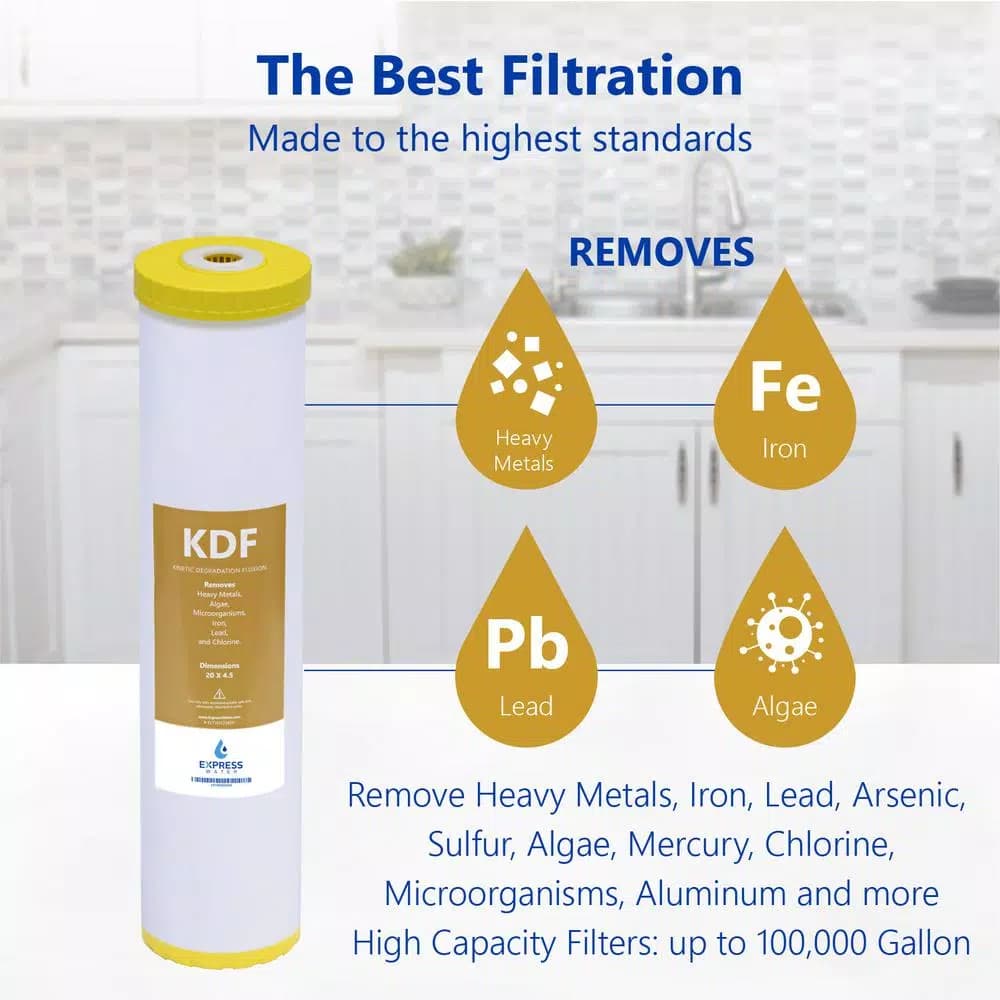 Express Water KDF Whole House Replacement Water Filter, 4.5 x 20 inch, Heavy Metal Removal