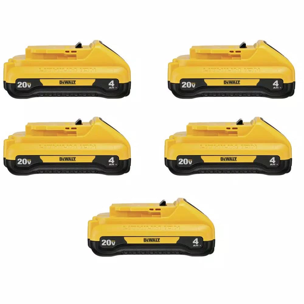 DEWALT 20V MAX Compact Lithium-Ion 4.0Ah Battery Pack, 5-Pack (DCB240)