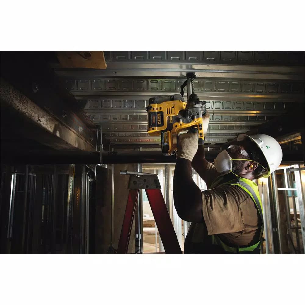 DEWALT 20V MAX XR 1 in. SDS Plus Rotary Hammer Kit with Dust Extractor, (2) 5 Ah Batteries & 1/2 in. Impact Wrench