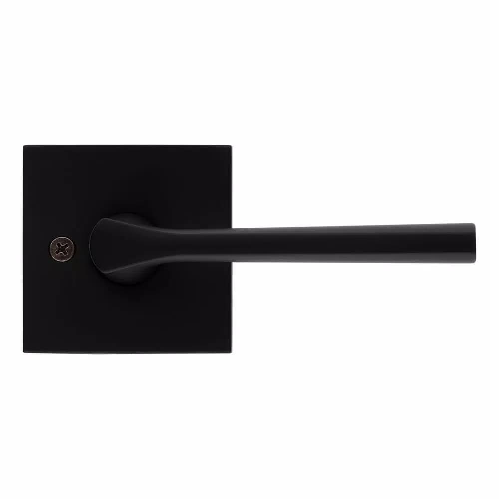 Kwikset Lisbon Square Matte Black Interior Passage Door Lever