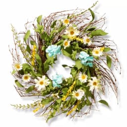 National Tree Company 22 in. White Sunflower Wreath with Greenery - Rustic Cottage Style Floral Wreath thumbnail 1