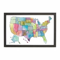 Petal Lane Home Watercolor US Map Magnetic Memo Board with Ebony Frame thumbnail 1
