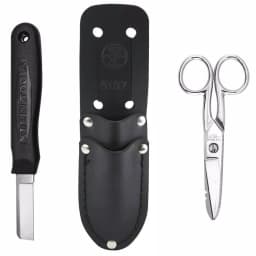 Klein Tools 3-Piece Cable Splicer's Kit with Knife, Electrician's Scissors and Leather Pouch thumbnail 2