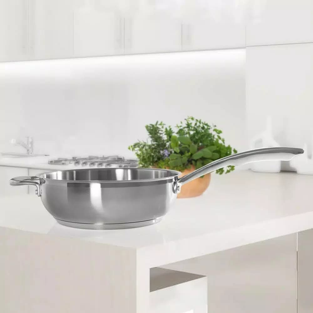 Chantal Induction 21 Steel 3 qt. Stainless Steel Saute Pan, Brushed Stainless Steel