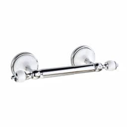 MODONA ARORA Toilet Paper Holder - White Porcelain & Polished Chrome Stainless Steel Roller thumbnail 3