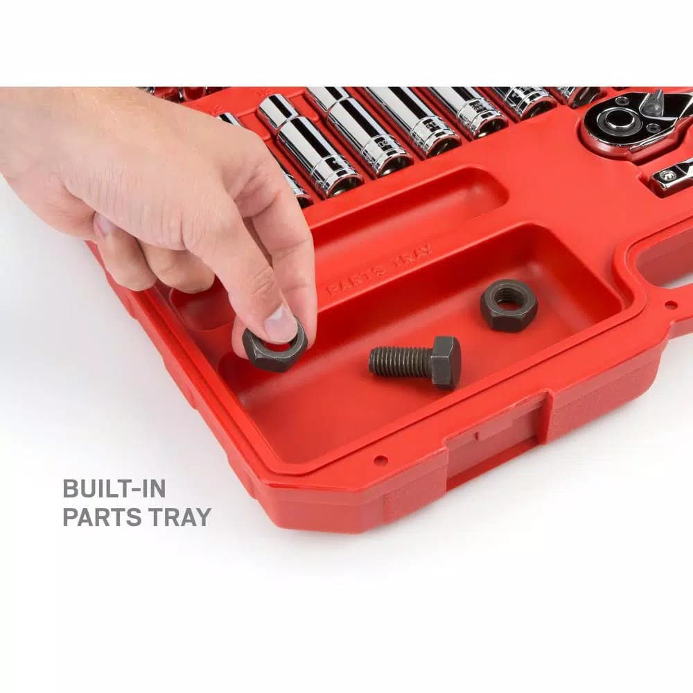 TEKTON 58-Piece 1/2 in. Drive Socket Set, 3/8-1 in. and 10-24 mm SAE/Metric