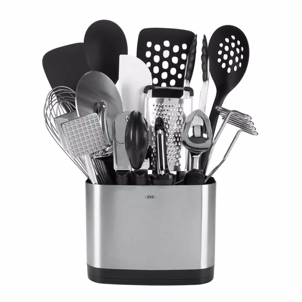 OXO Good Grips 15-Piece Everyday Kitchen Tool Set with Stainless Steel Utensil Holder