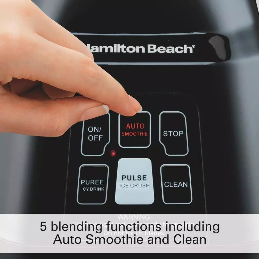 Hamilton Beach 40 oz. Smoothie Smart Blender, 2-Speed Black Glass Jar Blender