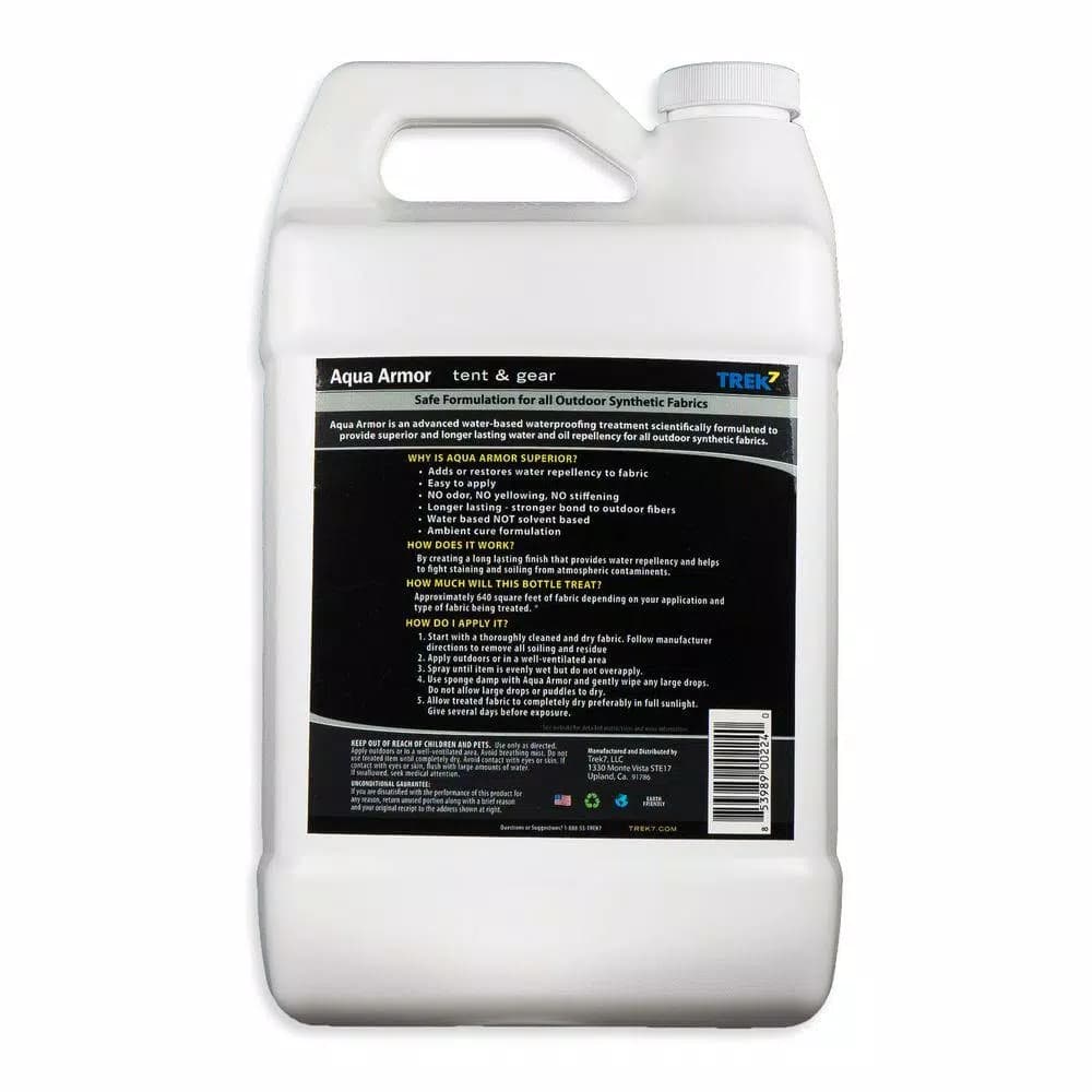 Trek7 Aqua Armor 1 Gallon Fabric Waterproofing Spray for Tents and Outdoor Gear