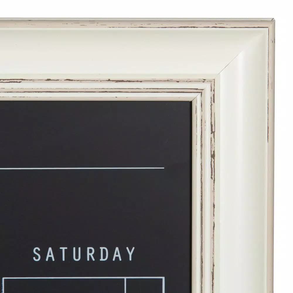 DesignOvation Macon Monthly Chalkboard Magnetic Calendar Wall Organizer with Decorative Frame