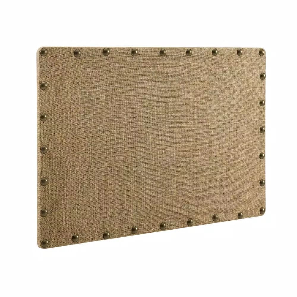 Unbranded Burlap Covered Cork Memo Board with Antique Bronze Nailhead Trim, 24 x 36 in.