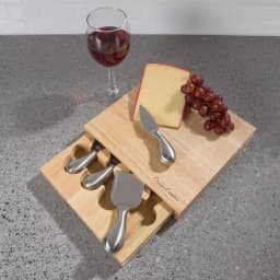 Classic Cuisine 5-Piece Wooden Cheese Board Set with Stainless Steel Tools thumbnail 5