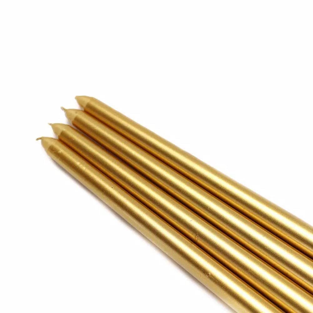 Zest Candle 12-Pack Metallic Gold Taper Candles, 12 in. Height