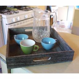 Admired By Nature Rustic Wooden Serving Tray Set of 2 with Handles, Antique Style Decorative Trays thumbnail 1