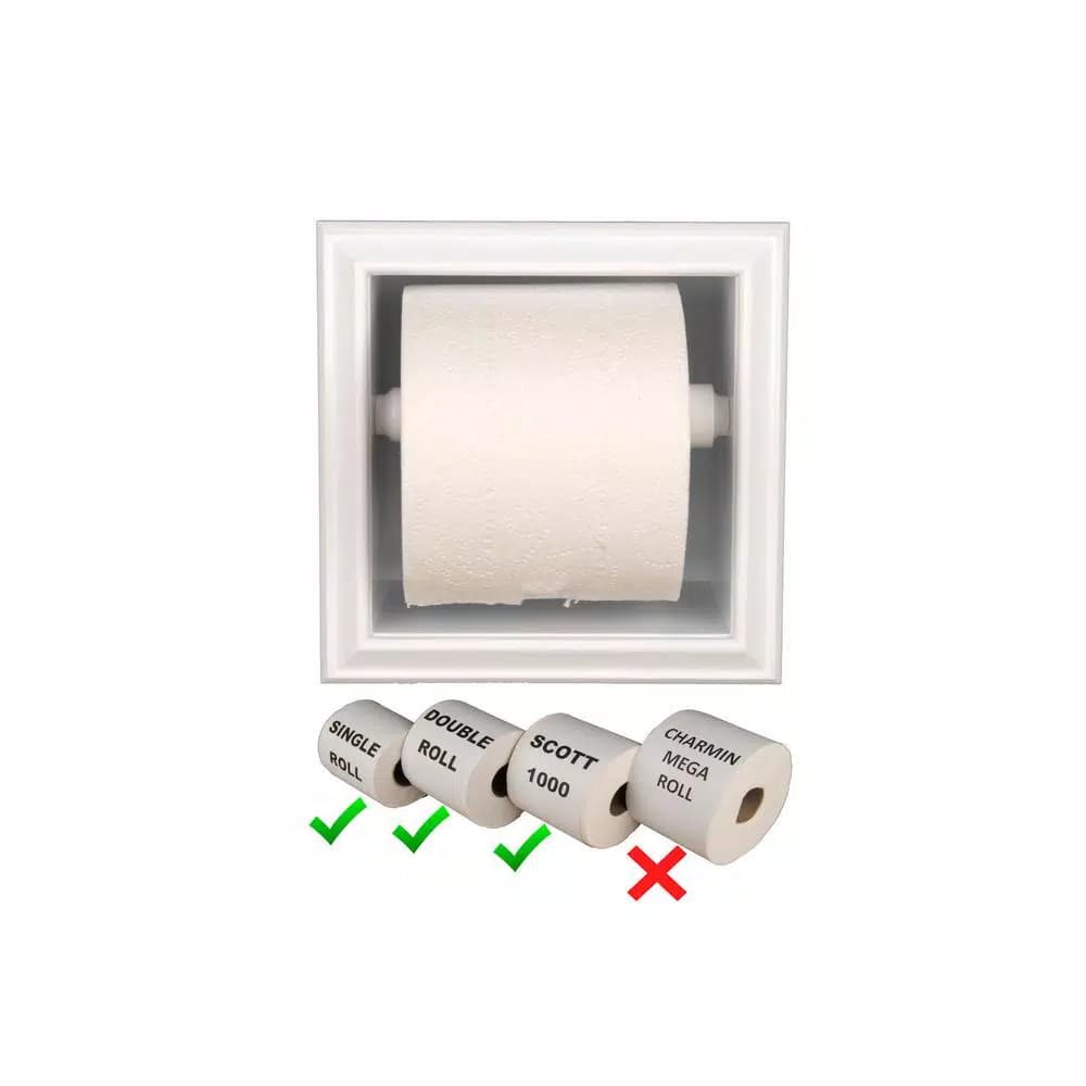 Unbranded Bradford Recessed Toilet Paper Holder, White Plastic, Space-Saving Design