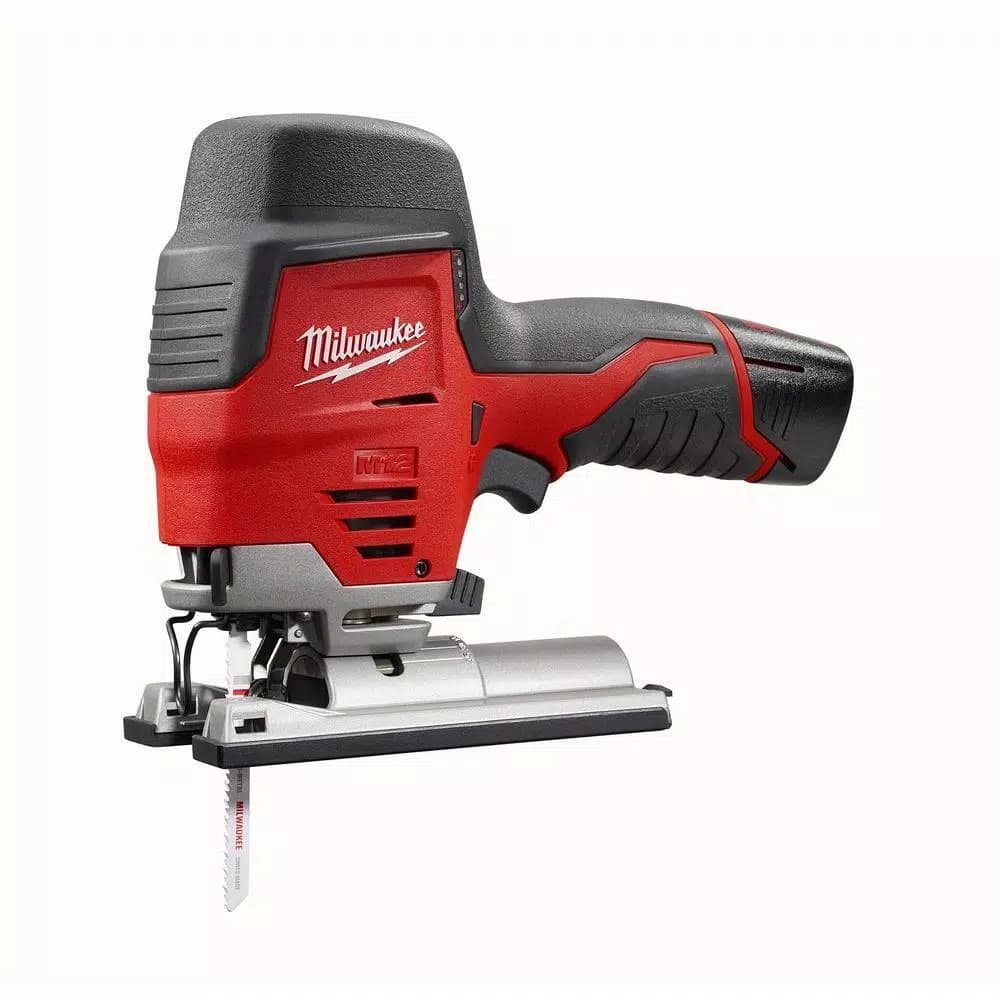 Milwaukee M12 12V Lithium-Ion Cordless Jig Saw Kit with 1.5 Ah Battery, Charger, and Tool Bag