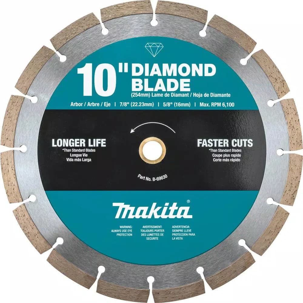 Makita 10 in. Segmented Rim Diamond Blade for Concrete, Block, and Brick