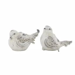 LITTON LANE 8 in. x 12 in. Decorative Bird Sculptures in Distressed White Polystone (Set of 2) thumbnail 2