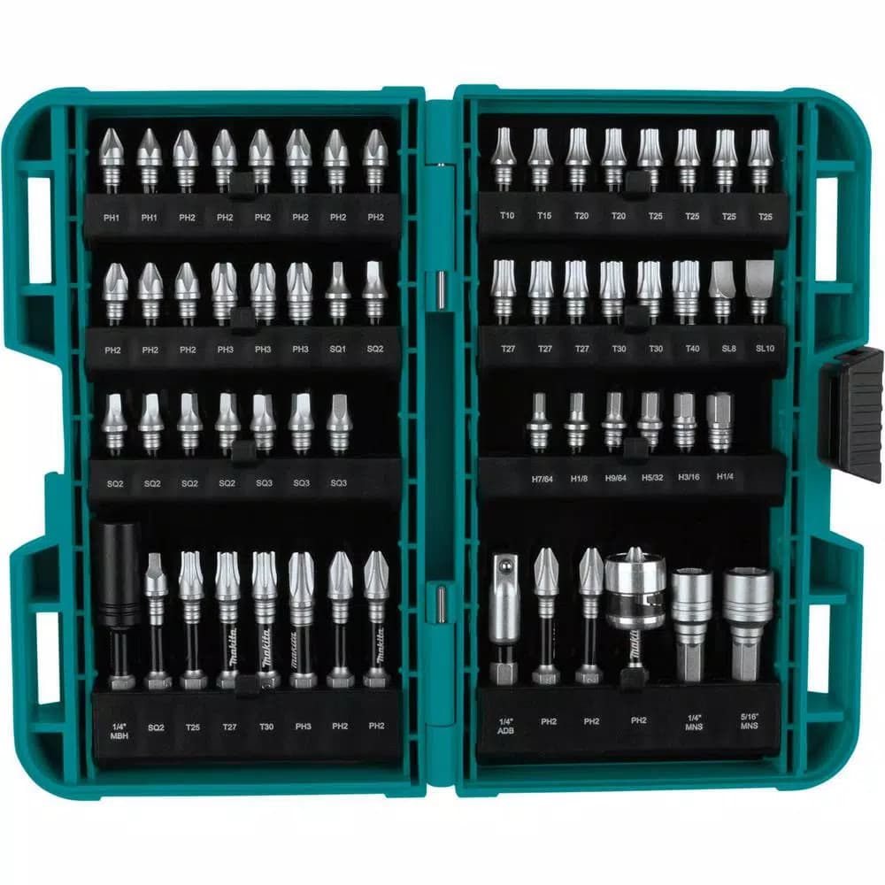 Makita ImpactXPS 60-Piece Impact Rated Bit Set, Hex Shank Alloy Steel Screwdriver Bits