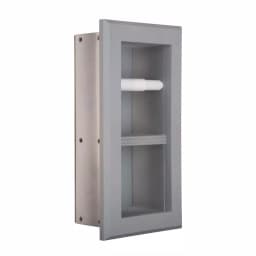 Unbranded Newton Recessed Toilet Paper Holder with Bevel Frame, Solid Pine, Gray thumbnail 3
