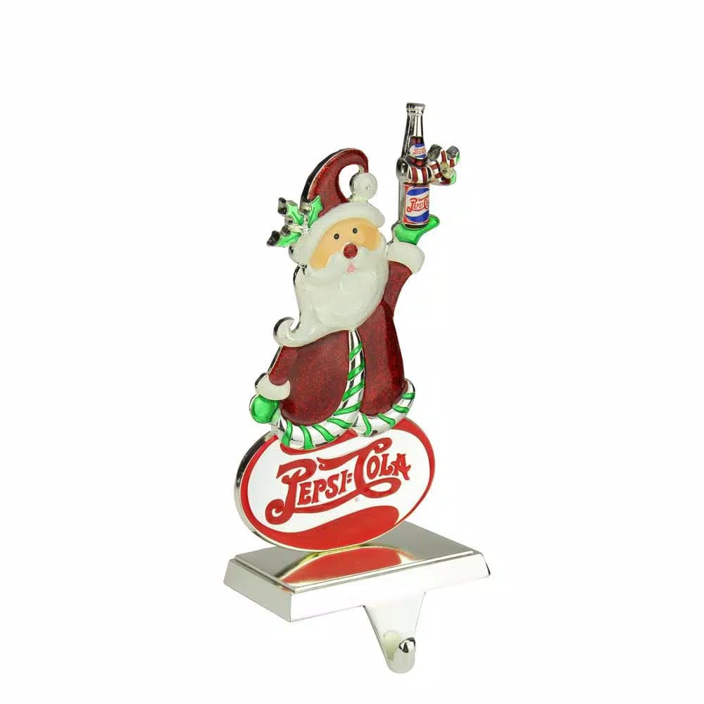 Northlight Pepsi Cola Vintage Logo Santa Claus Christmas Stocking Holder with European Crystals, 9.75 in.