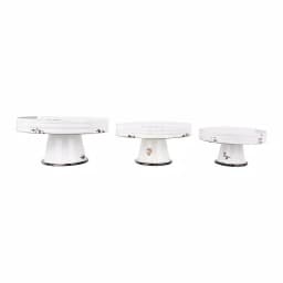 3R Studios Distressed White Metal Cake Stand Set of 3 - Country Cottage Style Pedestals thumbnail 2